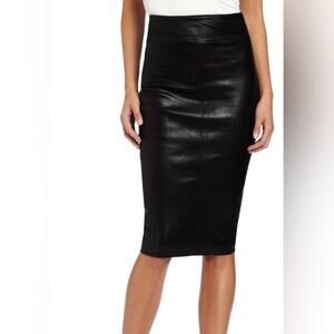 ISDA Black Leather Pencil Skirt 6 Chic midi biker boho old money cleangirl Y2K